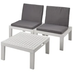Set salotto piscina poltrone effetto doghe bianco - Aixela