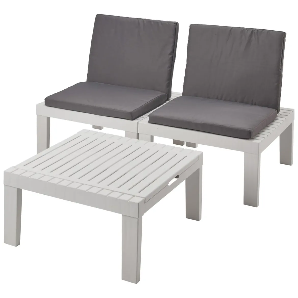 Set salotto piscina poltrone effetto doghe bianco - Aixela
