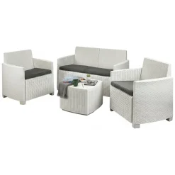 Set salotto terrazza con tavolino contenitore bianco - Bacco