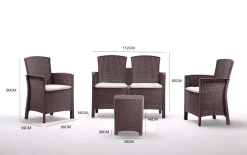 Set salotto terrazza 2 poltrone e 1 divano effetto rattan marrone - Eustachia