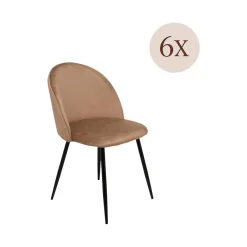 Set 6 Sedie Moderne da Pranzo Imbottite in Velluto Beige Struttura Metallo Ergonomiche 51x54x82h cm per Ufficio e Soggiorno – Achito