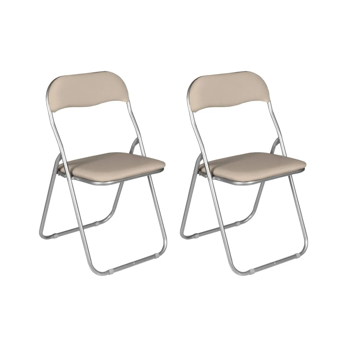 Set 2 sedie pieghevoli imbottite beige struttura in metallo - Antenore