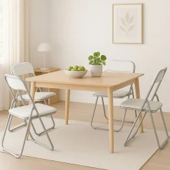 Set 4 sedie pieghevoli imbottite bianche struttura in metallo - Antenore