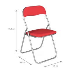 Set 4 sedie pieghevoli imbottite rosse struttura in metallo - Antenore