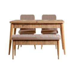 Set tavolo allungabile 8 posti 2 sedie e 1 panca in legno - Padru