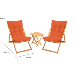 Set Tavolo e Sedie Arancione 2 Posti Dimensione Tavolo 40x40h40 cm, Dimensione Seduta 59x44h90 cm - Leni