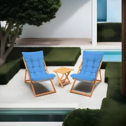 Set Tavolo e Sedie blu 2 Posti Dimensione Tavolo 40x40h40 cm, Dimensione Seduta 59x44h90 cm - Leni