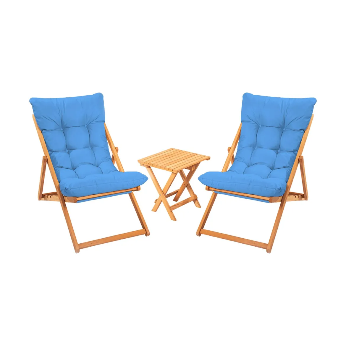 Set Tavolo e Sedie blu 2 Posti Dimensione Tavolo 40x40h40 cm, Dimensione Seduta 59x44h90 cm - Leni