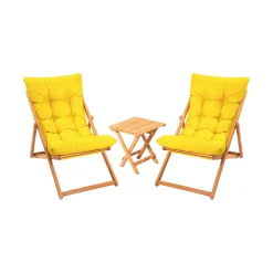 Set Tavolo e Sedie Giallo 2 Posti Dimensione Tavolo 40x40h40 cm, Dimensione Seduta 59x44h90 cm - Leni