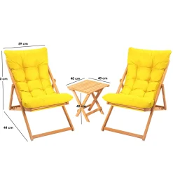 Set Tavolo e Sedie Giallo 2 Posti Dimensione Tavolo 40x40h40 cm, Dimensione Seduta 59x44h90 cm - Leni