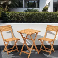 Set Tavolo e Sedie Marrone 2 Posti Dimensione Tavolo 50x50h72 cm, Dimensione Seduta 40x30h81 cm - Isso