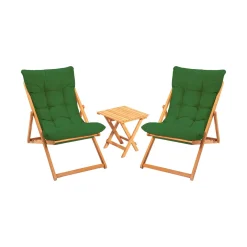 Set Tavolo e Sedie Verde 2 Posti Dimensione Tavolo 40x40h40 cm, Dimensione Seduta 59x44h90 cm - Leni