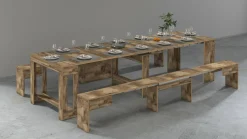 Set tavolo estensibile e 2 panche estensibili acero 12 posti - Auditore