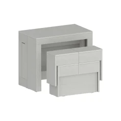 Set tavolo soggiorno estensibile e 2 panche estensibili bianco 12 posti - Auditore