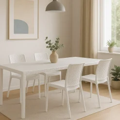 Set terrazzo tavolo estensibile 10 posti e 4 sedie bianco - Cortanze