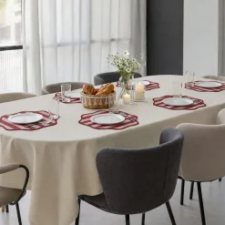 Set 6 Tovagliette/Sottopiatti in Ecopelle Hart, Rosso e Rosa 40x40 cm, Fantasia a righe, Lavabili e Antiscivolo, Indoor/Outdoor, Made in Italy