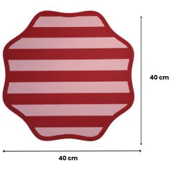 Set 6 Tovagliette/Sottopiatti in Ecopelle Hart, Rosso e Rosa 40x40 cm, Fantasia a righe, Lavabili e Antiscivolo, Indoor/Outdoor, Made in Italy