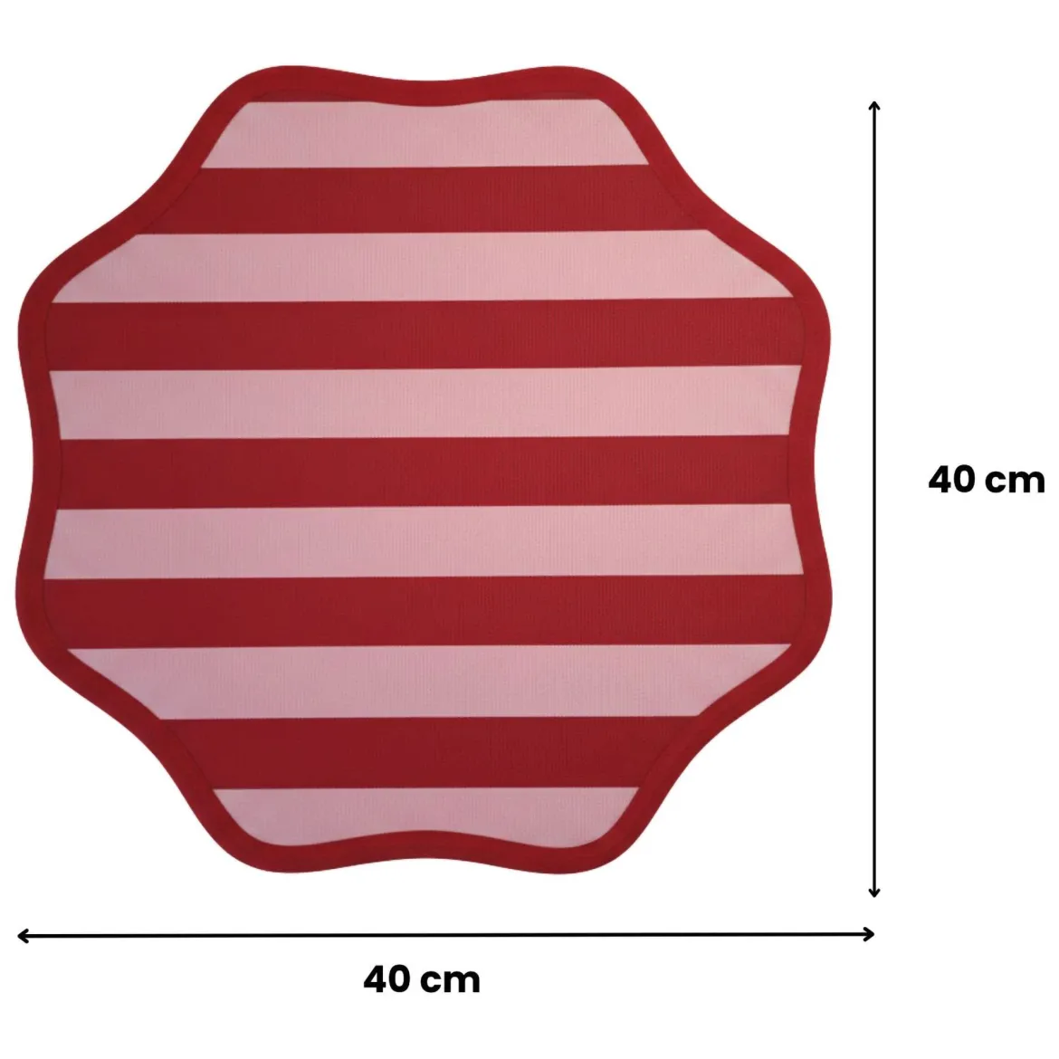 Set 6 Tovagliette/Sottopiatti in Ecopelle Hart, Rosso e Rosa 40x40 cm, Fantasia a righe, Lavabili e Antiscivolo, Indoor/Outdoor, Made in Italy