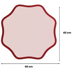 Set 6 Tovagliette/Sottopiatti in Ecopelle Kalp, Rosso e Rosa 40x40 cm, Cerchi intrecciati, Lavabili e Antiscivolo, Indoor/Outdoor, Made in Italy