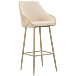 Sgabello Bianco Crema Beige Imbottito set da 2 con Schienale 52x46x111h cm, Altezza Seduta 78 cm - Spiti