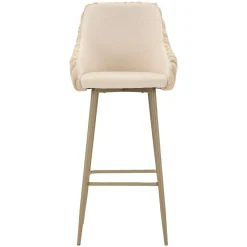 Sgabello Bianco Crema Beige Imbottito set da 2 con Schienale 55x58x106h cm, Altezza Seduta 77 cm - Kalpa