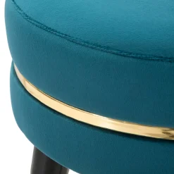 Sgabello blu Petrolio Nero Rivestimento in Velluto Imbottito 35x35x74h cm, Sfumatura Colore Seduta Petrolio - Melnik