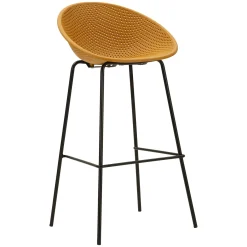 Sgabello Giallo Senape Nero set da 2 Indoor/outdoor Seduta Traforata Altezza Seduta 75 cm 51x82x58h cm, Materiale Struttura in Metallo - Trong