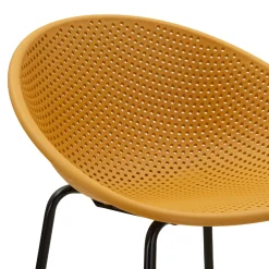 Sgabello Giallo Senape Nero set da 2 Indoor/outdoor Seduta Traforata Altezza Seduta 75 cm 51x82x58h cm, Materiale Struttura in Metallo - Trong