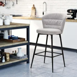 Sgabello Grigio Nero Imbottito Colore Struttura Nero 52x59x108h cm, Materiale Struttura in Legno Nobilitato - Guadal