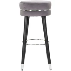 Sgabello Nero Imbottito Rivestimento in Velluto 35x35x74h cm, Materiale Struttura in Legno - Bran
