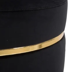 Sgabello Nero oro Rivestimento in Velluto Imbottito 35x35x41h cm, Colore Seduta Nero - Famamiri