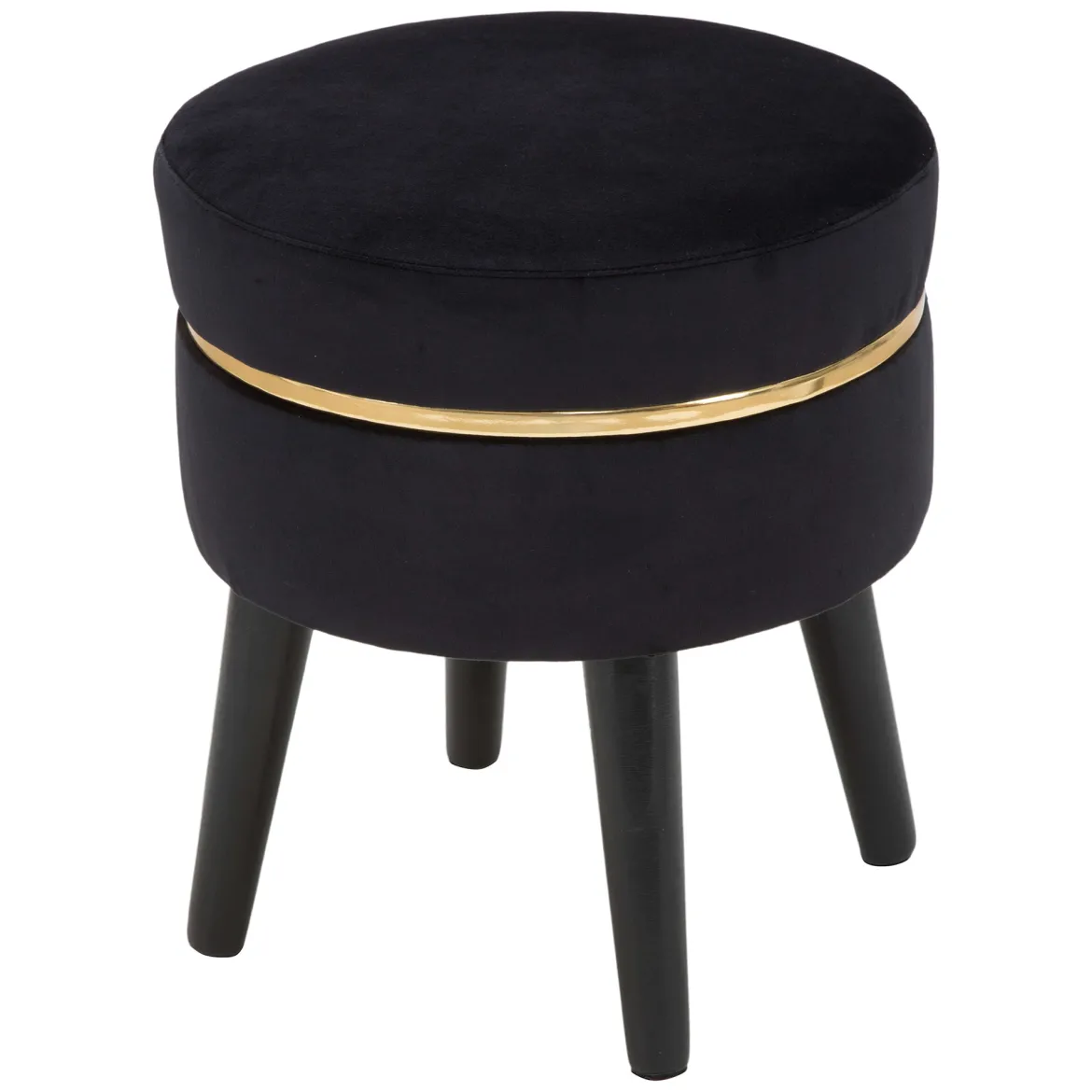Sgabello Nero oro Rivestimento in Velluto Imbottito 35x35x41h cm, Colore Seduta Nero - Famamiri