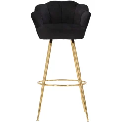 Sgabello Nero oro Rivestimento in Velluto Imbottito 55x53x110h cm, Colore Seduta Nero - Tequis
