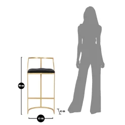 Sgabello oro Nero Imbottito Rivestimento in Velluto 45x45x90h cm, Materiale Struttura in Metallo - Daparoha