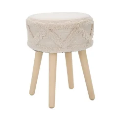 Sgabello scandi imbottito con gambe in legno 32x32x41h cm bianco - Bridges