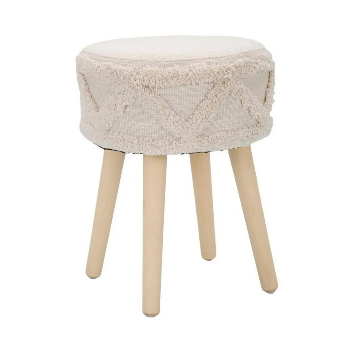 Sgabello scandi imbottito con gambe in legno 32x32x41h cm bianco - Bridges