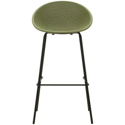 Sgabello Verde Nero set da 2 Indoor/outdoor Seduta Traforata Altezza Seduta 75 cm 51x82x58h cm, Materiale Struttura in Metallo - Trong