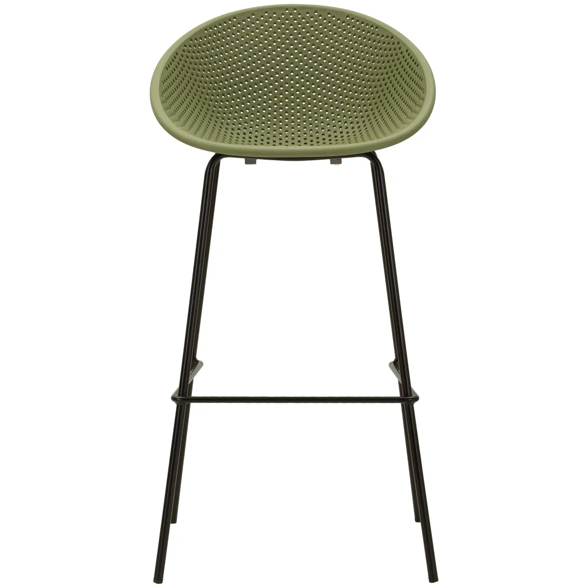 Sgabello Verde Nero set da 2 Indoor/outdoor Seduta Traforata Altezza Seduta 75 cm 51x82x58h cm, Materiale Struttura in Metallo - Trong