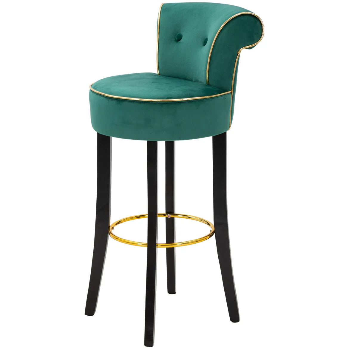 Sgabello Verde oro Imbottito Rivestimento in Velluto 46x48x96h cm, Materiale Struttura in Legno - Tupiza