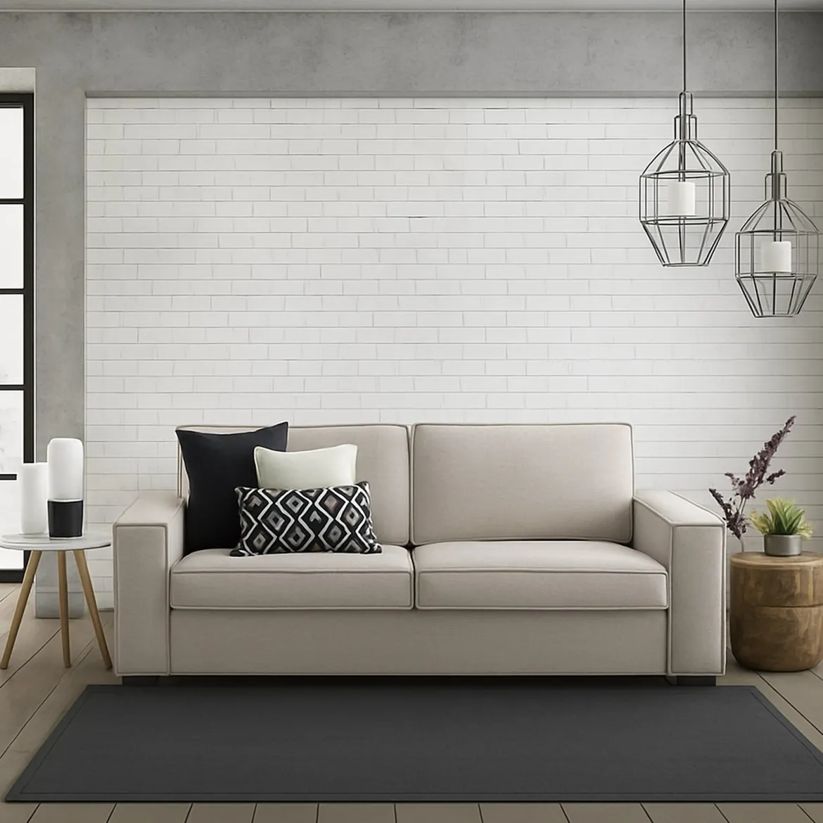 Sofa ad angolo tortora 200x95x90h cm - Abernathy