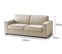 Sofa con braccioli beige 220x95x90h cm - Diopside