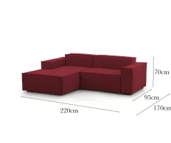 Sofa con braccioli rosso 220x170x70h cm - Alhoa