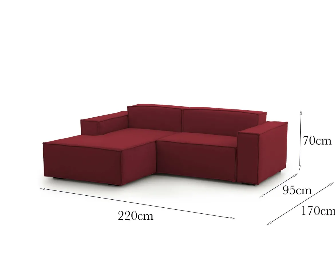 Sofa con braccioli rosso 220x170x70h cm - Alhoa