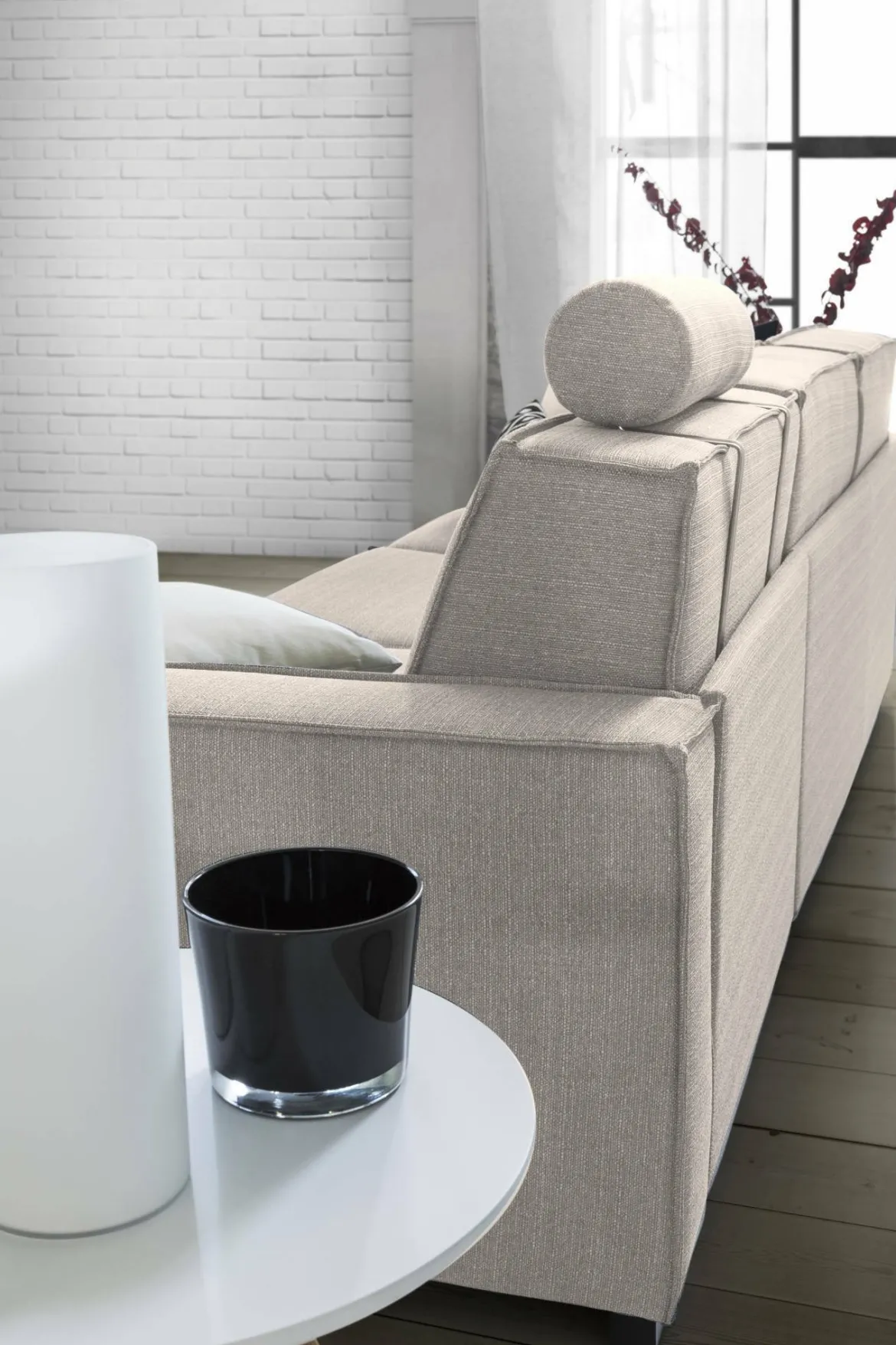 Sofa con braccioli tortora 220x95x90h cm - Diopside