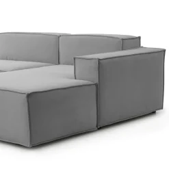 Sofa in legno e ferro rivestito in tessuto grigio 220x170x70h cm - Amuleto