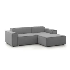 Sofa in legno e ferro rivestito in tessuto grigio 220x170x70h cm - Amuleto