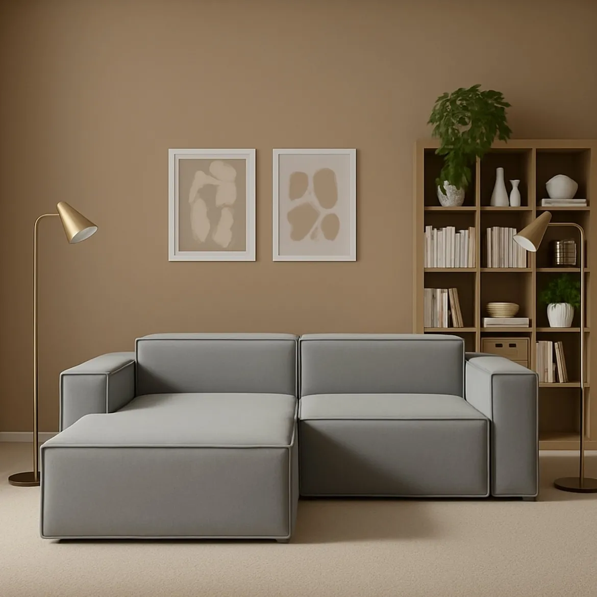 Sofa 2 posti grigio 220x170x70h cm - Alhoa