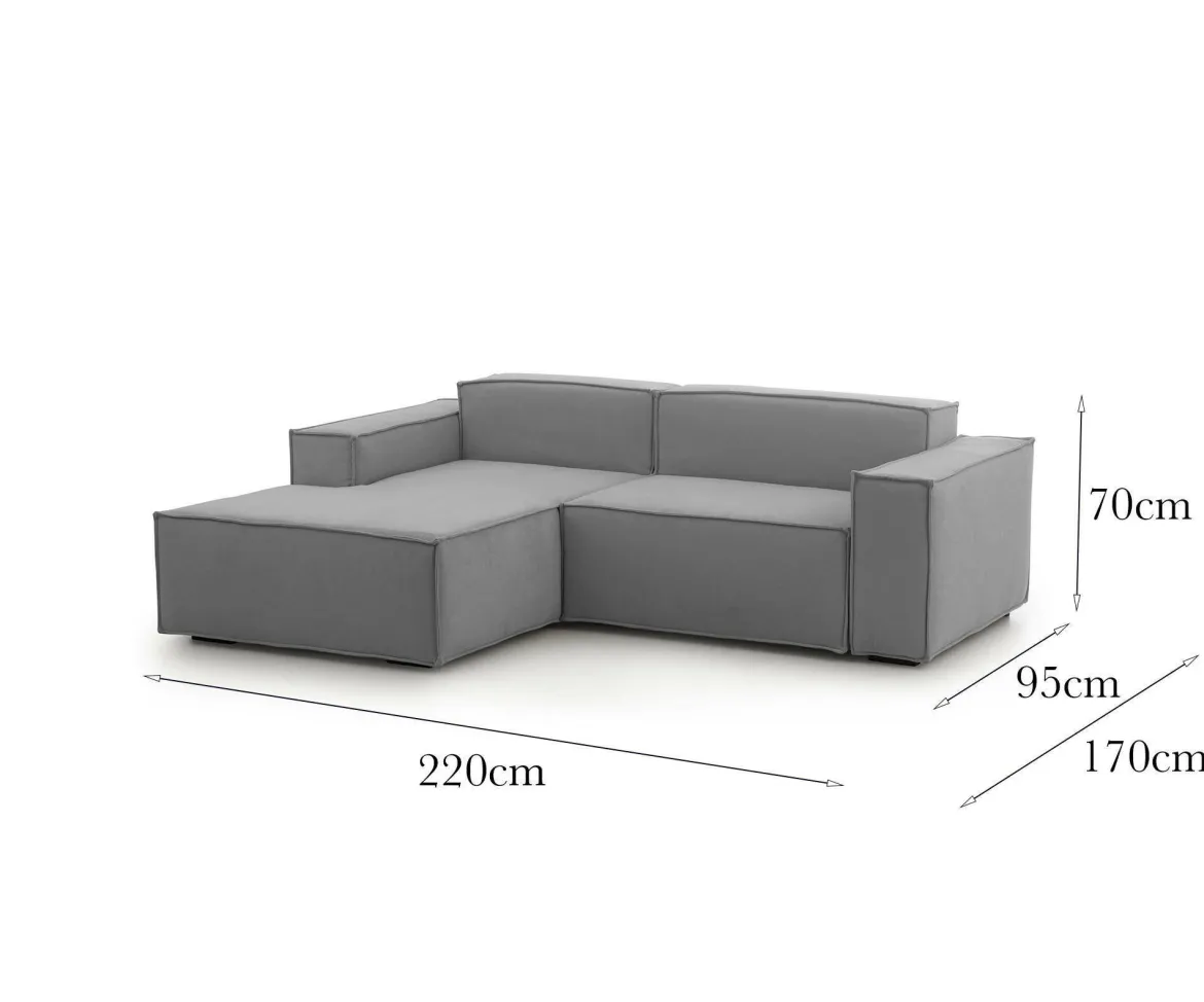 Sofa 2 posti grigio 220x170x70h cm - Alhoa
