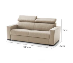 Sofa sfoderabile beige 200x95x85h cm - Vigolana