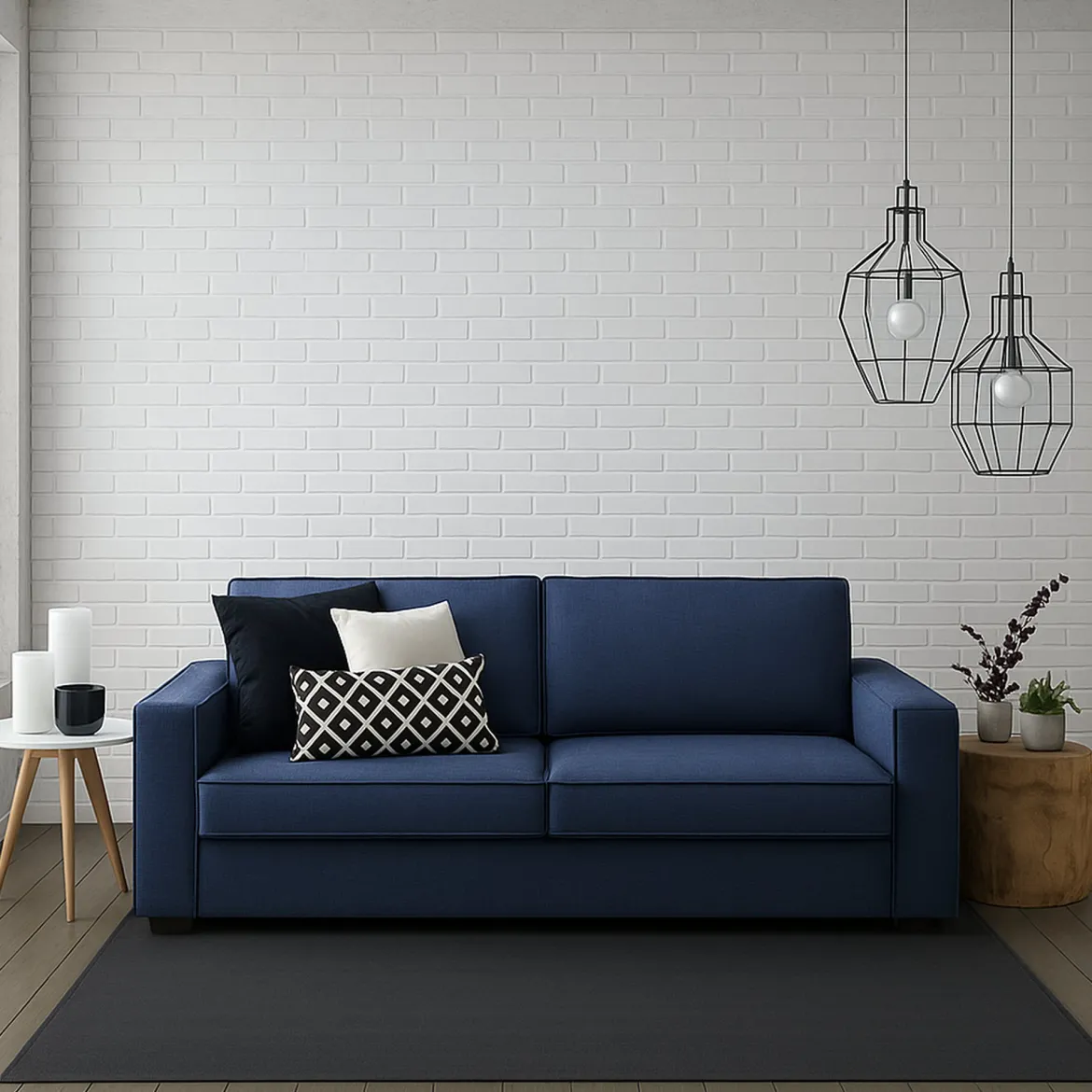 Sofa sfoderabile blu 220x95x90h cm - Diopside